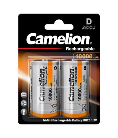 Camelion Rechargeable D Size 10000mAh NH-D10000BP2 2pc Card