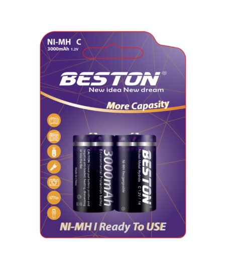 Beston C Size Rechargeable Batteries NI-MH C3000mAh3000