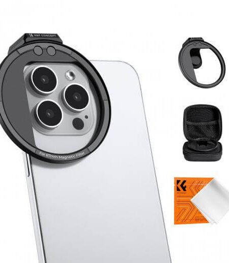 K&F Concept 67mm Magnetic Filter Adapter for Phone – Quick Release Lens Clip with Cold Shoe Mount & Locking Knob | Compatible with iPhone 15/14/13/12/11 Series, Galaxy S22/S23 Ultra