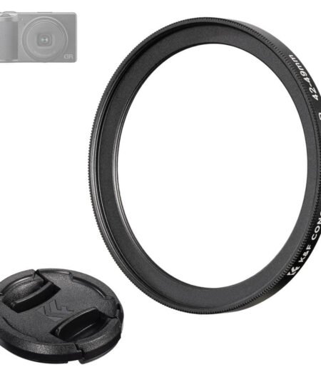 K&F Ricoh Lens Filter Adapter Ring 42-49mm, With Kf 49mm Lens Cover *1, Suitable for Ricoh Gr Model, Nano-X Series SKU2328