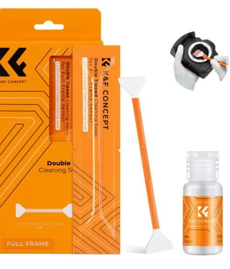 K&F Concept 10 Pcs with 24mm Full Frame Double-Headed Cleaning Stick set + 20ml Sensor Cleaner
