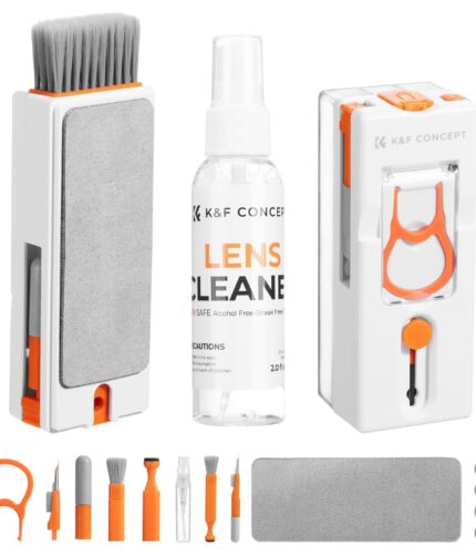 K&F Concept 11-in-1 Electronics and Keyboard Cleaning Kit with 60ml Solution - Multi-Functional Brush Set for Devices