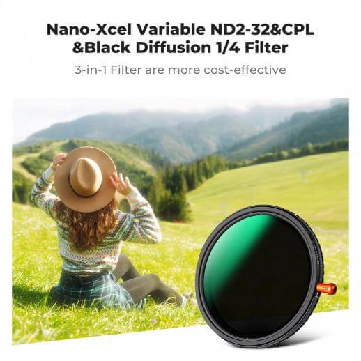 K&F Concept Nano-X ND Variable ND2-ND400 (1-9 Stop) Variable Neutral Density Filter Optical Glass with 28 Layers Nano Coating