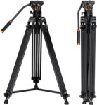 K&F Concept 72"/1.8m Heavy-Duty Aluminum Video Tripod with Fluid Head VA3+BV30 – KF09.121 Load Capacity 8kg