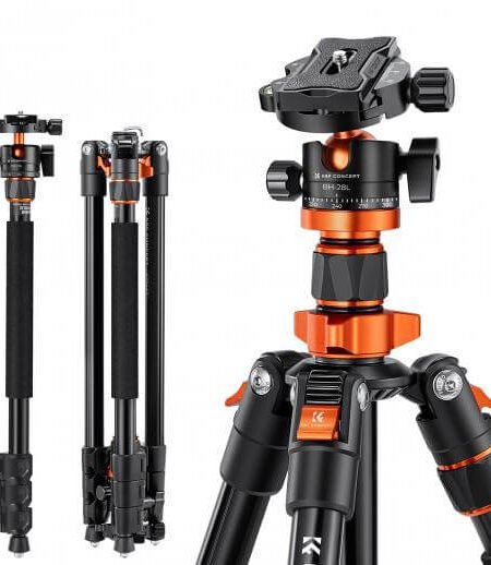 K&F Concept Aluminum 4-Section KF09.087V7 Tripod & Monopod Load Capacity 10kg O234A7+BH-28L