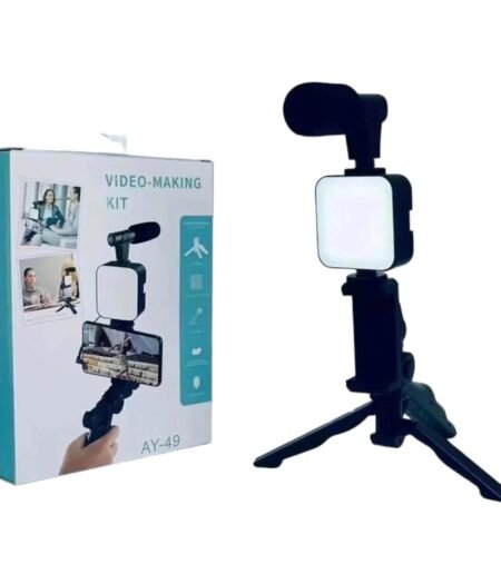 Video Making Vlog Tripod Kit AY-49 – Tripod with Microphone & LED Light for Live Broadcast