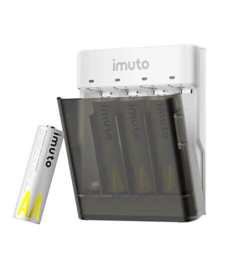 imuto TF-CD-099CE 3600mWh AA Rechargeable Lithium Batteries (4 Pack) with Power Case & Flashlight – 1.5V USB-C Charging Kit