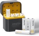 imuto Rechargeable AA Batteries with Charger, 3600mWh AA Lithium Batteries 8 Pack, 1.5V - 8-Slot Storage Charging Case