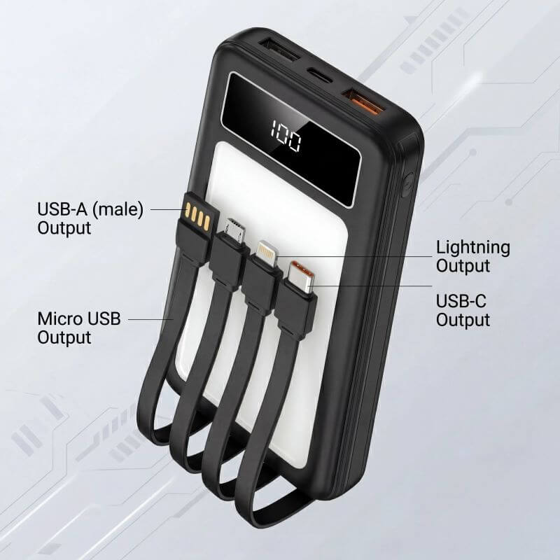 Herigo HR-014 Power Bank 10000mAh 22.5W Fast Charging with LED Outdoor Lamp and 4 Built-in Cables (3)