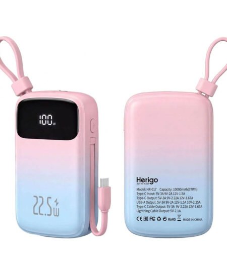 Herigo HR-017 Power Bank 10.000mAh 22.5W Fast Charging with Built-in Cables