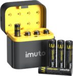 imuto AAA rechargeable lithium batteries model TF-CD-011CE with fast charger 1300mAh capacity 8 high-capacity AAA batteries
