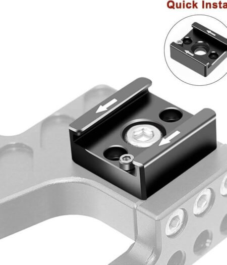 Cold Shoe Mount Adapter with 1/4"-20 & M25 Screw Holes for Camera Cage, DSLR, Flash, Monitor & Microphone