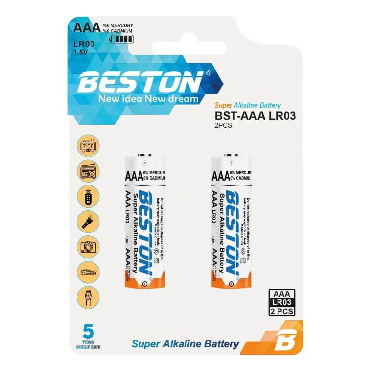 BESTON AAA Size LR03 1.5V Super Alkaline Battery - 2 PCS