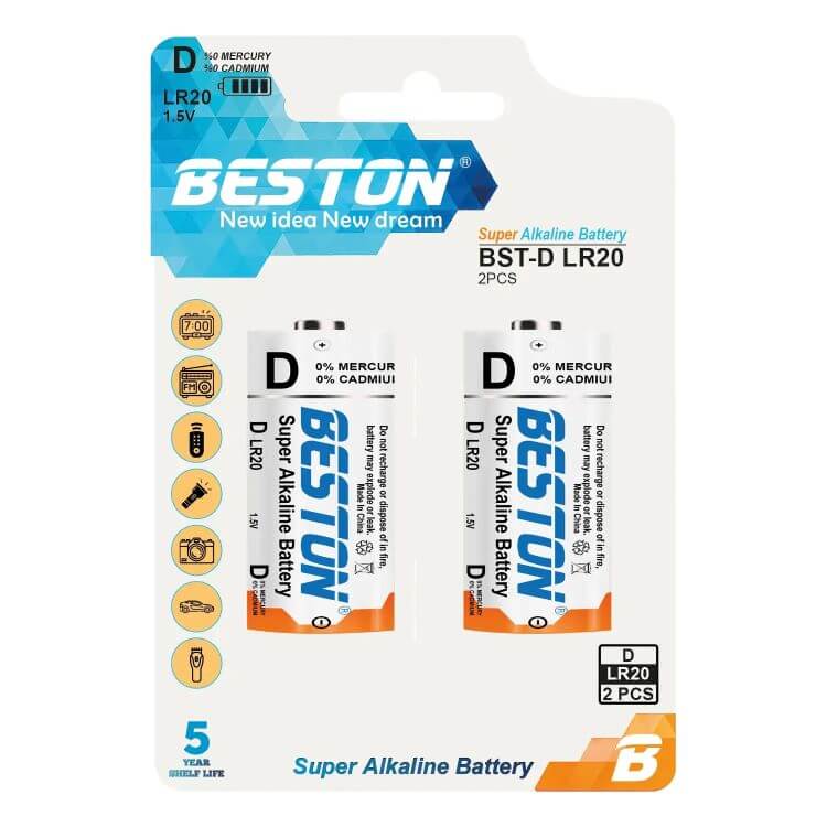 BESTON LR20 Super Alkaline D Battery 1.5V – 2 Pack- (1)