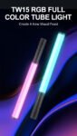 Sutefoto TW15 RGB Tube Light – 15W RGB Tube Light with Barndoors & 5000mAh Battery